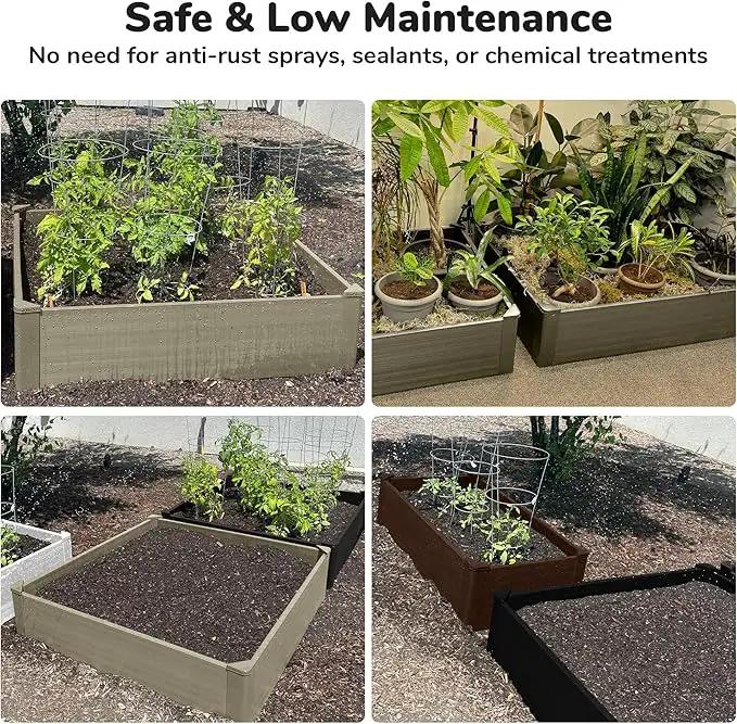 Raised Garden Bed - 4x4 ft Planter Box - Weathered Wood HDPE - No Tools Needed - DIY Kit for Urban Gardening, Flowers, Herbs & Vegetables - Made in The USA by GreenHaven Gardens