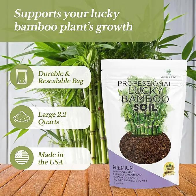 Professional Lucky Bamboo Soil | Large 2.2 Quarts Ready to Use for Lucky Bamboo Plants | Peat Moss, Coco Coir, Perlite, Dolomite | Made in USA by GreenHaven Gardens