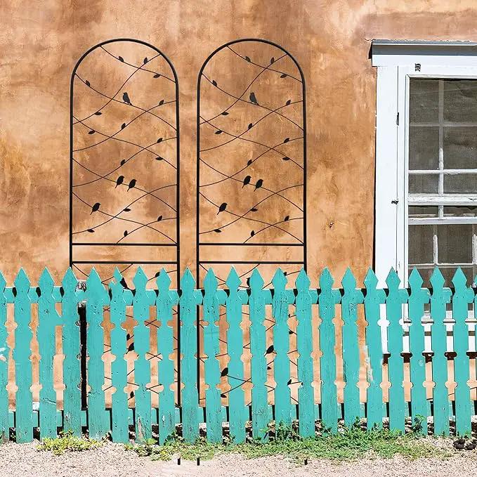 Metal Garden Trellis Rustproof Trellis for Climbing Plants Outdoor Flower Support Bird Deco (Black-4 Pack, 86.7"x19.7") by GreenHaven Gardens