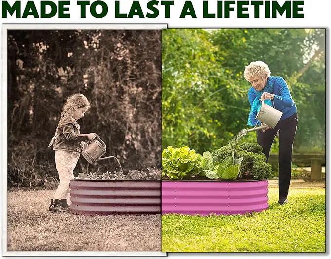 Galvanized Raised Garden Beds Outdoor // 4×2×1 ft Planter Raised Beds for Gardening, Vegetables, Flowers (Pink) // Large Metal Garden Box by GreenHaven Gardens
