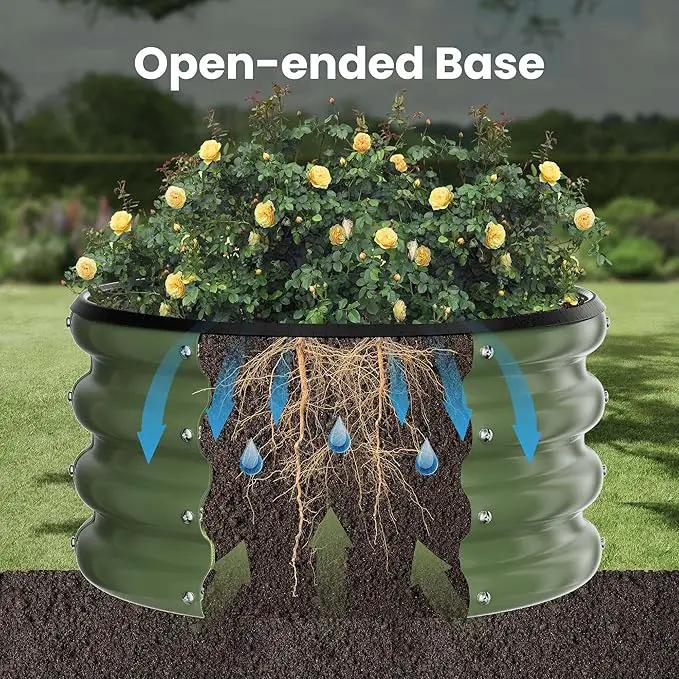 ZXZYHFTY Round Galvanized Raised Garden Bed kit,Green Outdoor Garden Raised Planter Box, Round Large Metal Raised Garden Beds for Vegetable 2 * 2 * 1ft 2 Pcs by GreenHaven Gardens
