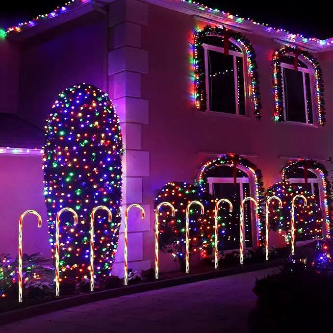 26" Christmas Decorations Outside Candy Cane Lights, Set of 10 Pack Landscape Path Lights for Yard Patio Garden Walkway Festival Holiday, Red & Green by GreenHaven Gardens
