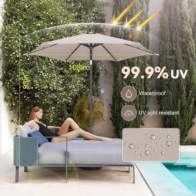 9ft Outdoor Patio Umbrella - Table Umbrella Waterprool UV Protection, Sombrillas de Patio with Push Button Tilt&Crank, Sun Umbrella for Pool, Porch, Garden, Deck, Backyard(Taupe) by GreenHaven Gardens