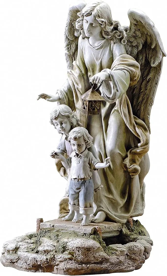 Joseph's Studio by Roman, Solar Guardian Angel Garden Statue, Religious Outdoor Decor by GreenHaven Gardens