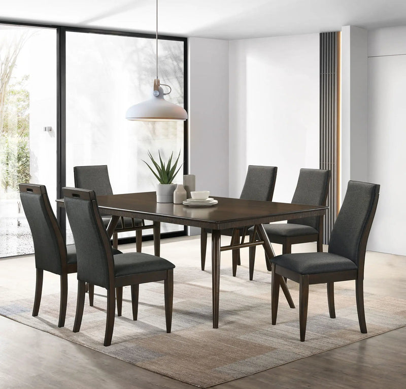 Wes 7-piece Rectangular Dining Table Set Dark Walnut by Unique Piece Furniture