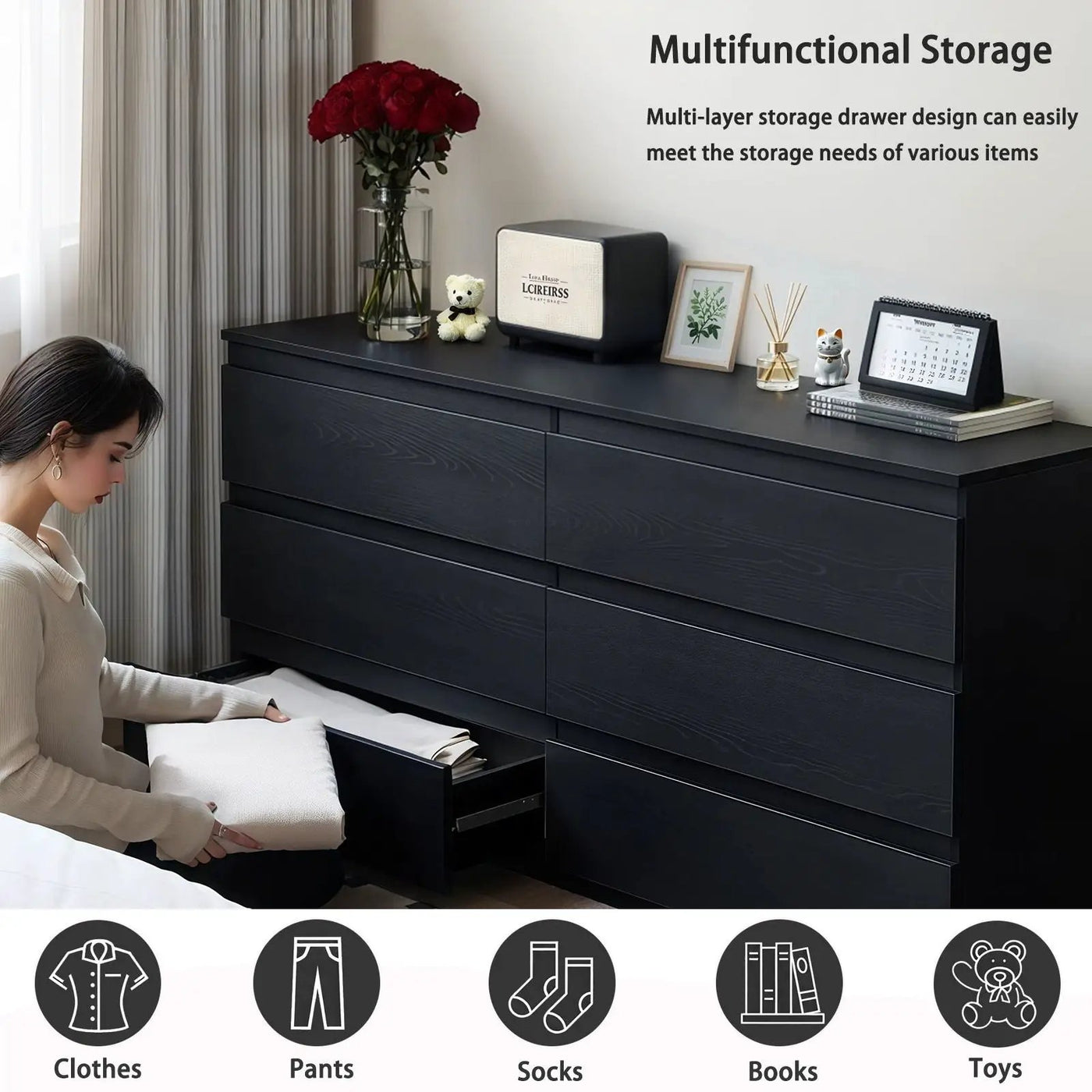 6 Drawer Dresser With Spacious Countertop And Concealed Handles by Unique Piece Furniture