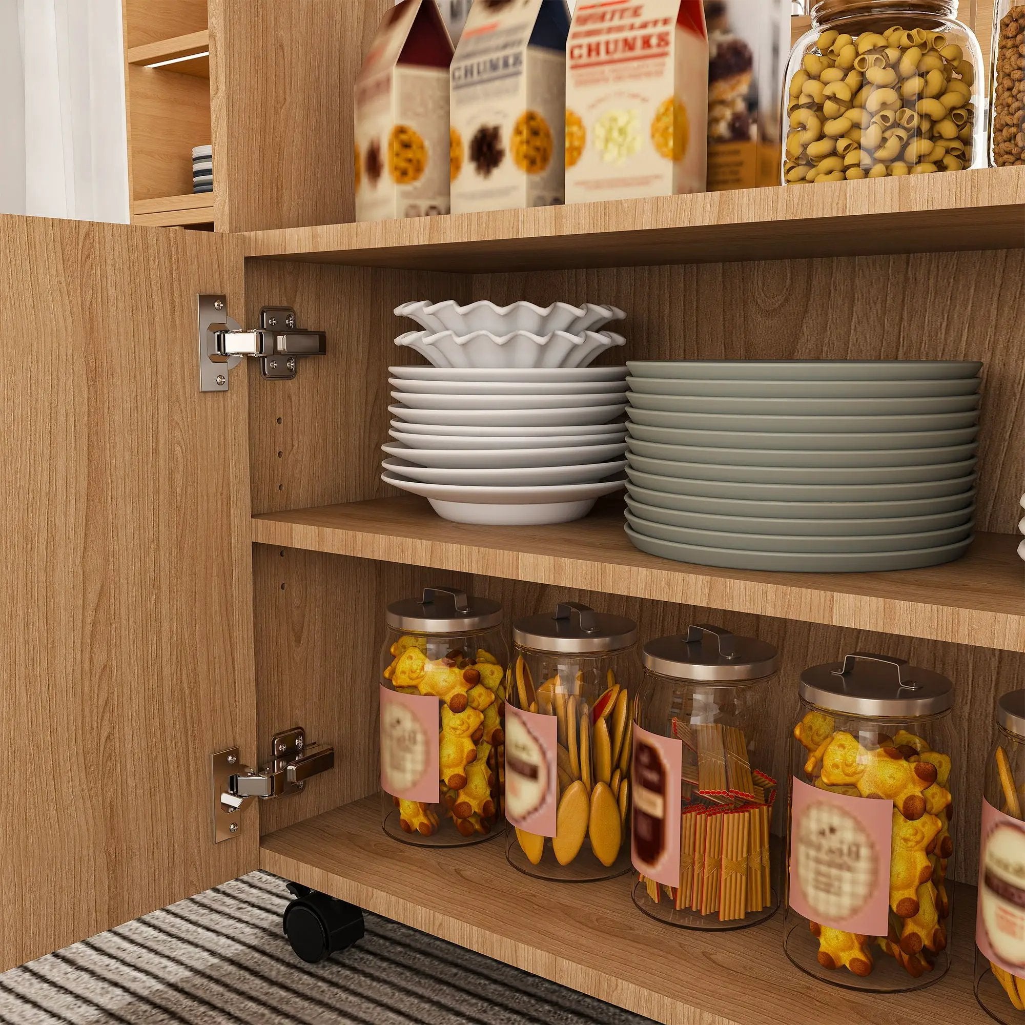 Multi Functional Folding Table With Storage Shelves And Wheels by Unique Piece Furniture