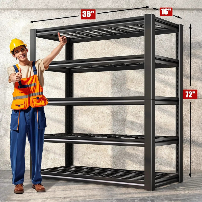 REIBII Garage Shelving 3000LBS, Heavy Duty Storage Shelves, Adjustable Industrial Metal Shelving Unit for Garage, Basement, Pantry, Warehouse,Commercial, 36" W x 16" D x 72" H, 2 Pack by GreenHaven Gardens