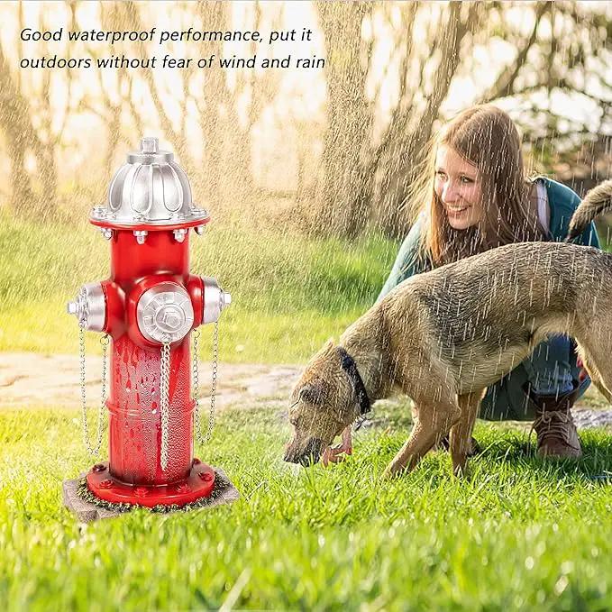 Fake Fire Hydrant for Dogs to Peed on, Dog Fire Hydrant Pee Post, 14.5" Backyard Decor Outdoor Statues Firefighter Gifts for Men (with Base Design) by GreenHaven Gardens