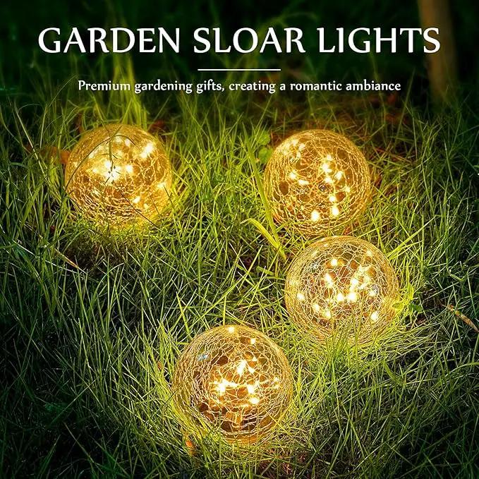 Honoson 4.7 Inch Solar Globe Lights Outdoor Waterproof, Solar Balls for Garden Cracked Glass Ball, Ground Landscape Garden Decor for Patio and Yard Lawn Backyard (4 Pieces) by GreenHaven Gardens