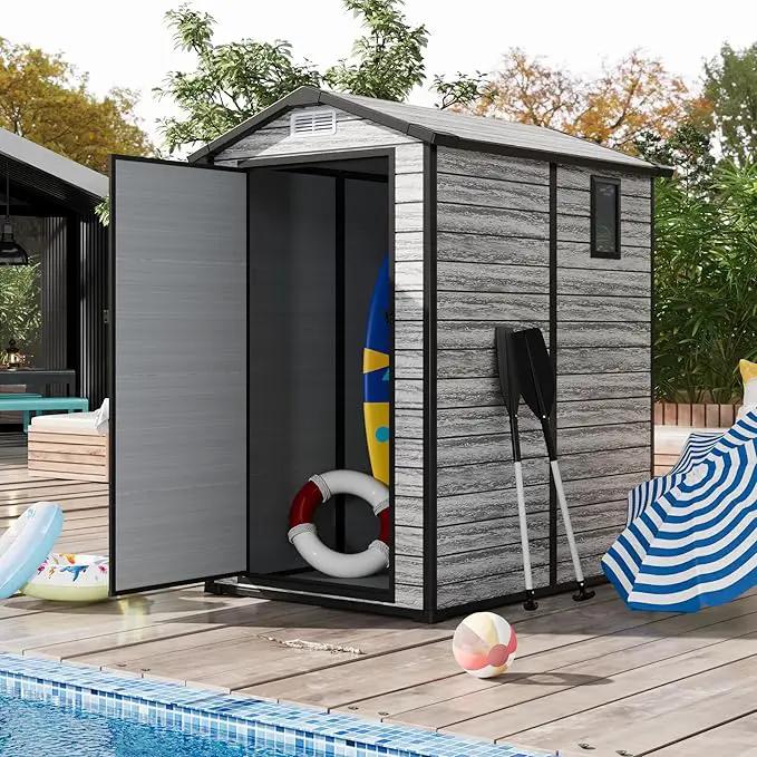 All-Weather Plastic Shed with Window, Outdoor Resin Garden Shed with Lockable Door and Vents, Outdoor Resin Storage Sheds for Backyard, Patio, Lawn, Tool, Bike by GreenHaven Gardens
