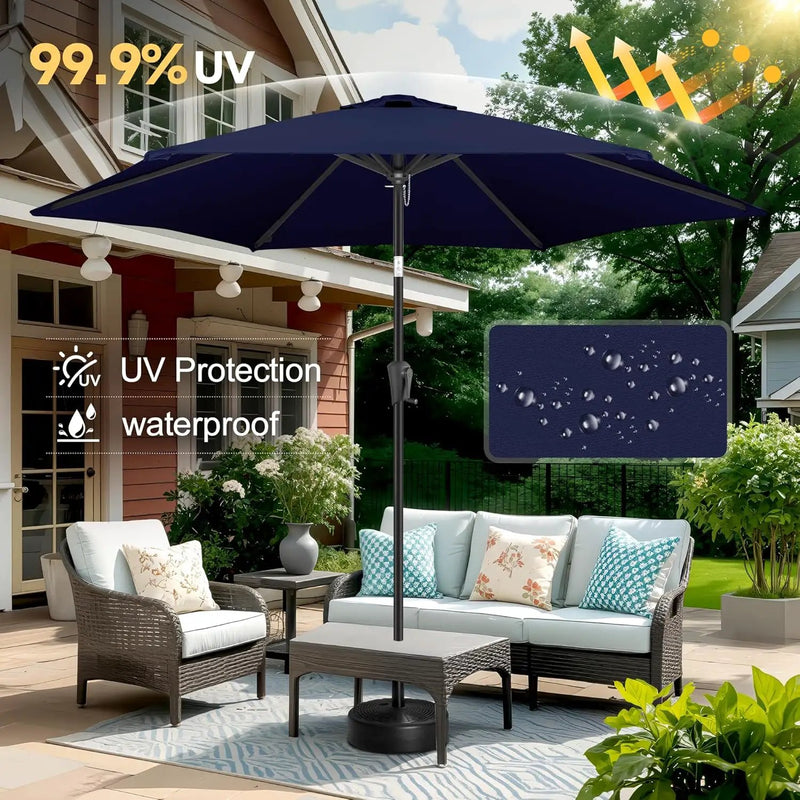 FLAME&SHADE 10ft Patio Umbrella - Outdoor Umbrella with 6 Sturdy Ribs, Push Button Tilt and Crank, UV Protection Table Market Umbrella for Pool, Porch，Garden, Deck, Backyard (Navy Blue) by GreenHaven Gardens