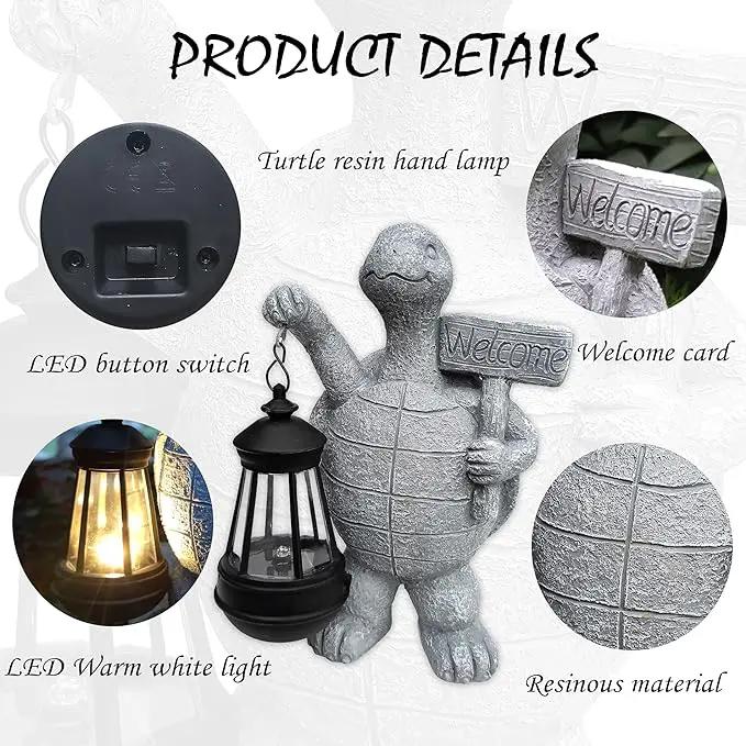 Sea Turtle Solar Garden Statues,Resin Sea Turtle Figurine Decorations with Solar Lights Lantern, Outdoor Figurines Lawn Garden Statue Decor Art for Lawn,Yard, Balcony Ornament. by GreenHaven Gardens