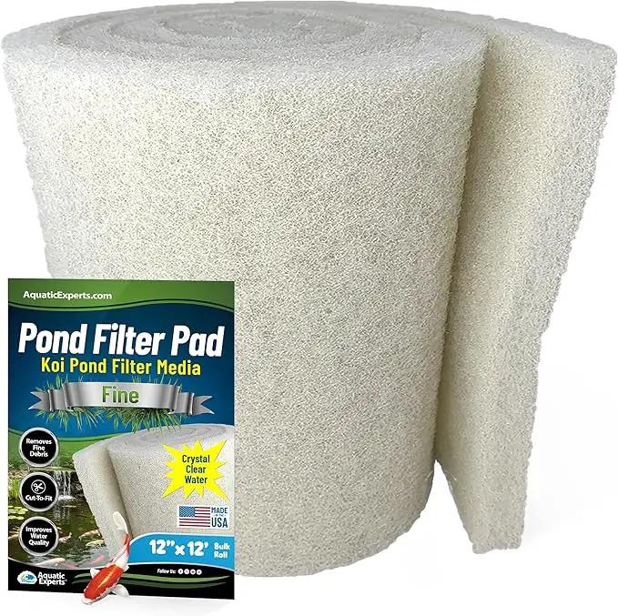 Classic Koi Pond Filter Pad FINE - White Bulk Roll Pond Filter Media, Ultra-Durable Pond Filters for Outdoor Ponds, Reusable Fish Pond Filter Material, USA (3/4" - 1" x 12" x 12 feet) by GreenHaven Gardens