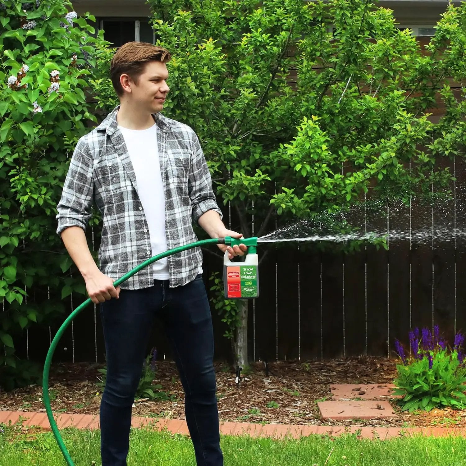 Extreme Grass Growth Lawn Booster- Liquid Spray Concentrated Starter Fertilizer with Humic Acid- Any Grass Type- Simple Lawn Solutions (32 oz. w/Sprayer) by GreenHaven Gardens