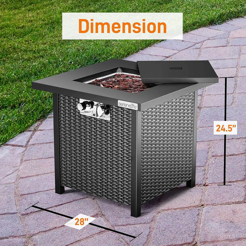 SereneLife Outdoor Propane Fire Pit Table-CSA Approved Safe 40,000 BTU Pulse Ignition Propane Gas Fire Table-28 inches-Steel Tabletop,Steel Panel by GreenHaven Gardens