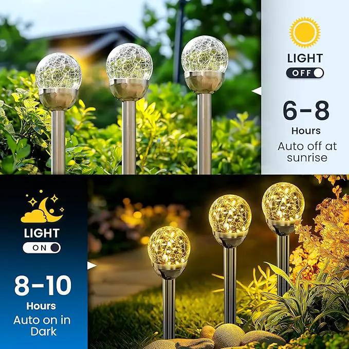SOLPEX Solar Garden Lights String - 3 Pack Warm White, Solar Powered Cracked Glass Ball, Waterproof for Outdoor & Patio Decoration by GreenHaven Gardens