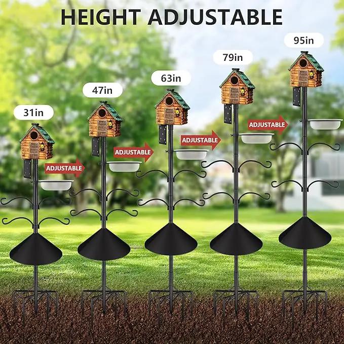 Bird Feeder Pole Stand,95 Inch House Pole for Outdoors Weather Station,Heavy Duty Metal Mount Kit Adjustable Multifunctional Bird Feeder Stand by GreenHaven Gardens