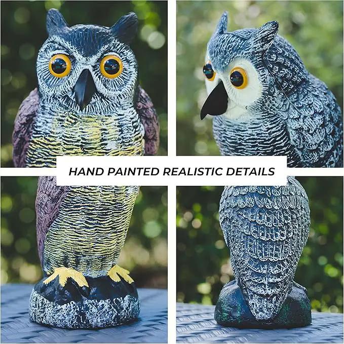 Galashield Owl Decoy to Scare Birds Away | Plastic Owls to Scare Birds Away | Owl Statue for Garden & Outdoors by Galashield [Set of 2] by GreenHaven Gardens