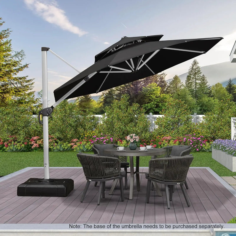 PURPLE LEAF 10 Feet Patio Umbrella Outdoor Round Umbrella Large Cantilever Umbrella Windproof Offset Heavy Duty Sun for Garden Deck Pool Patio, Black by GreenHaven Gardens