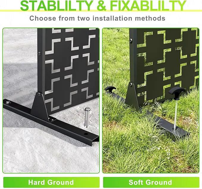Outdoor Privacy Screen,72" H×47" W Metal Privacy Screen, Freestanding Privacy Fence Panels for Patio by GreenHaven Gardens
