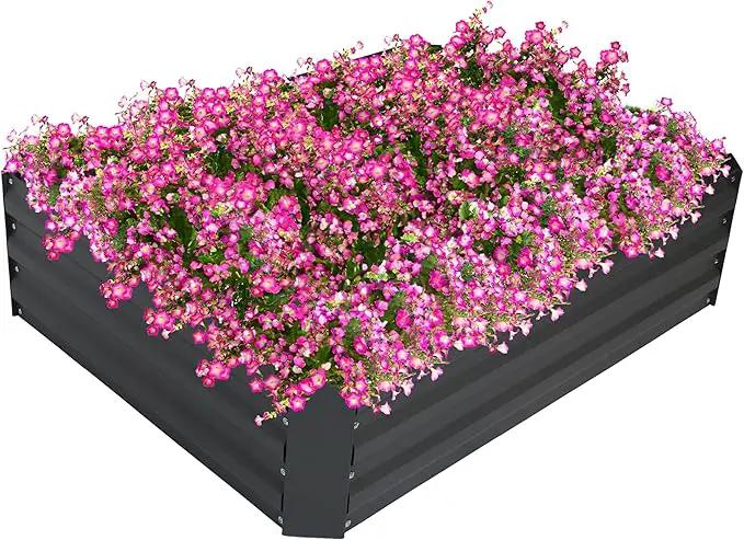 Sunnydaze Galvanized Raised Garden Bed - Metal Raised Bed for Gardening - Outdoor Planter Box for Flowers, Plants, and Vegetables - Gray - 48" W x 36" D x 12" H Rectangle by GreenHaven Gardens