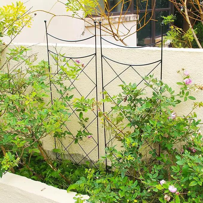 45.3" H x 15" W Metal Garden Trellis for Climbing Plants, Black Iron Trellis for Vines Plant Rose Vegetable Support,Large Decorative Outdoor Trellis，2 Pack by GreenHaven Gardens