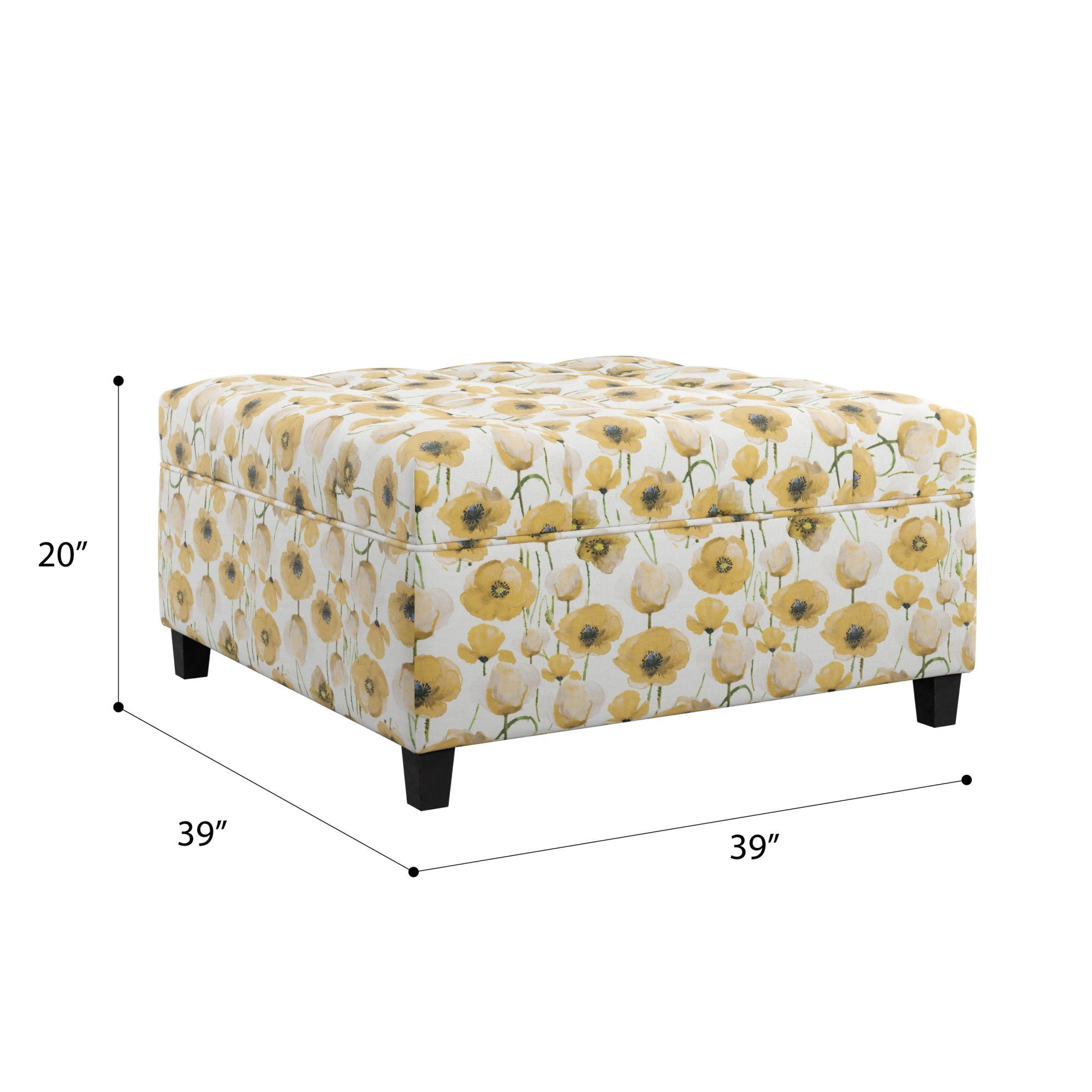 Floral Storage Ottoman With Traditional Design - Gold by HouseOfZazla