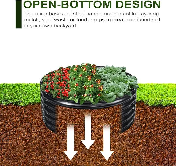 EDOSTORY 17" Tall, 42" Round Metal Raised Bed Garden Bed Kit, Galvanized Planter Raised Garden Boxes Outdoor, Large Metal Raised Garden Beds for Vegetables, Flowers, Herbs by GreenHaven Gardens