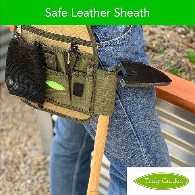 Effortless Weeding: Sharp Sickle Cuts Roots, Saves Time - with Thick Leather Sheath & Sharpening Stone by GreenHaven Gardens