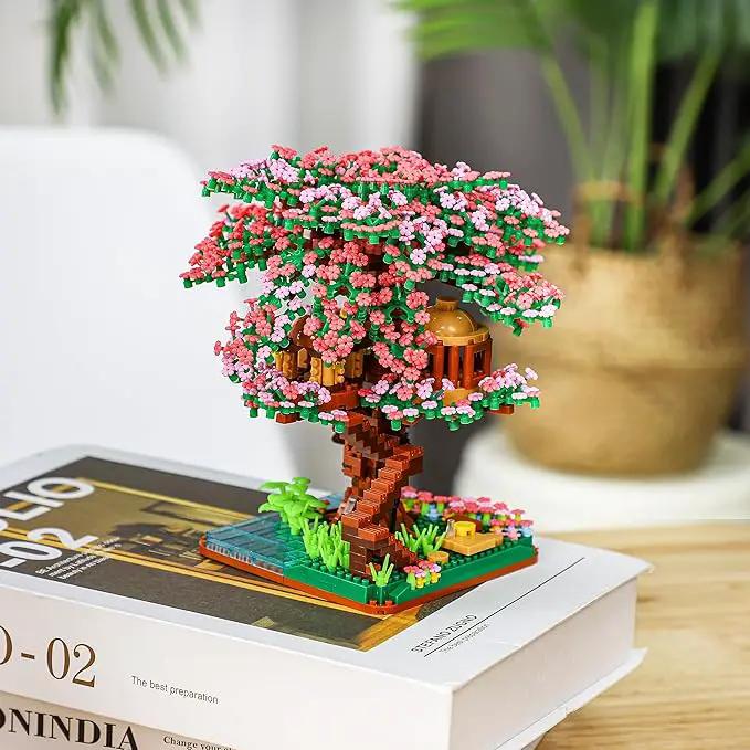 Cherry Blossom Bonsai Tree Mini Micro Building Set, Japanese Sakura Tree House Model Sets for Adults, Flowers House Mini Bricks Building Kit, Creative Gift Toys for Kids 12-14 (2138PCS) by GreenHaven Gardens