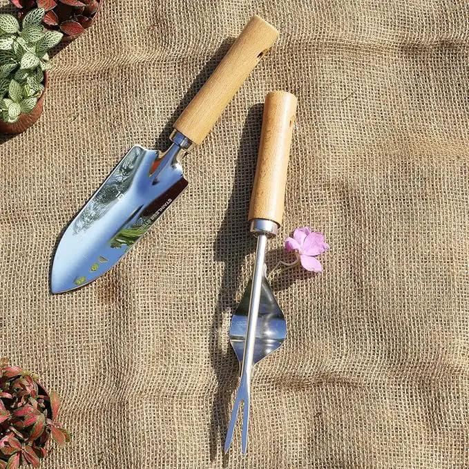 Garden Tool Set, 2 Pieces Stainless Steel Heavy Duty Garden Tools, Garden Kit with Ergonomic Wooden Handle, Durable Garden Tools for Gardening, Gardening Gifts for Women by GreenHaven Gardens