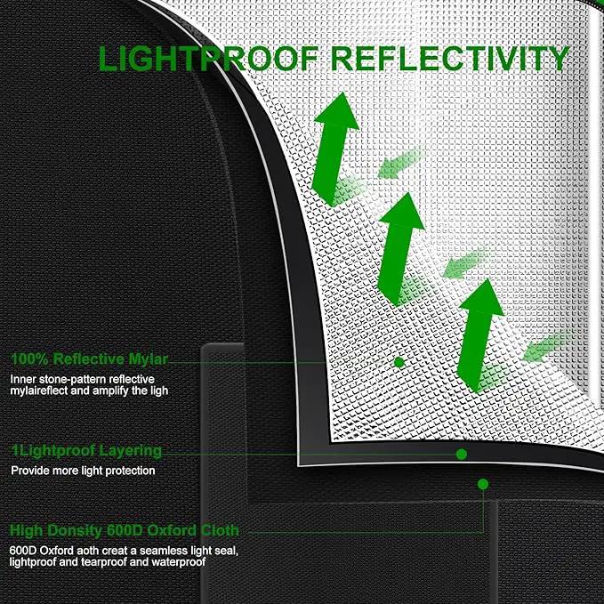 MELONFARM 4x2 Grow Tent, 48"x24"x60'' High Reflective 600D Diamond Mylar Canvas with Observation Window and Floor Tray for Hydroponic Indoor Plant Growing by GreenHaven Gardens