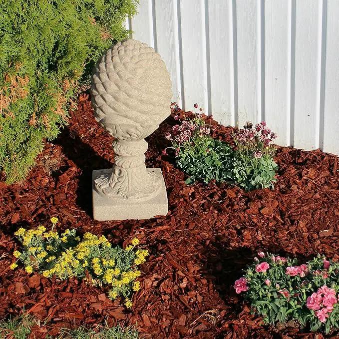 EMSCO Group Pineapple Statue – Natural Sandstone Appearance – Made of Resin – Lightweight – 23” Height by GreenHaven Gardens