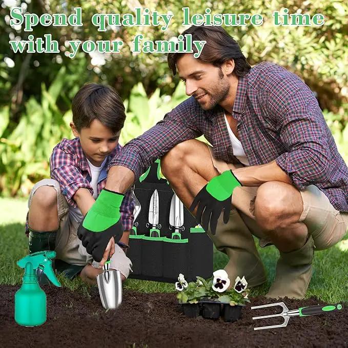WNJ Garden Tool Set, 14PCS Complete Set of Heavy-Duty Stainless Steel Gardening Hand Tools with Stylish and Durable Tool Bag and Non-Slip Rubber Grips, Ideal Gardening Kit Gift for Women and Men by GreenHaven Gardens