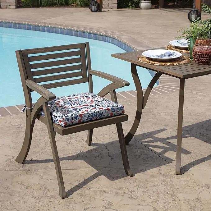 Arden Indoor/Outdoor Seat or Rocking Chair Cushion, 19 x 18, Water Repellent, Rain Proof, Fade Resistant Cushion for Rocking or Dining Chairs Clark Blue by GreenHaven Gardens