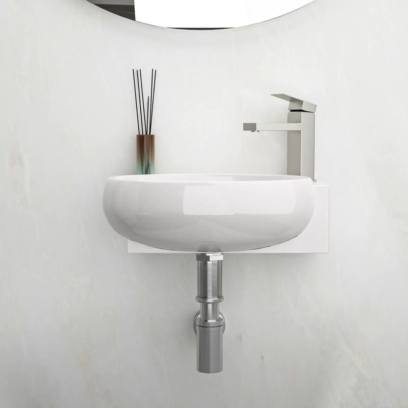 Modern Aesthetic Rectangle Wall Mount Bathroom Sink With Single Faucet Hole by HouseOfZazla
