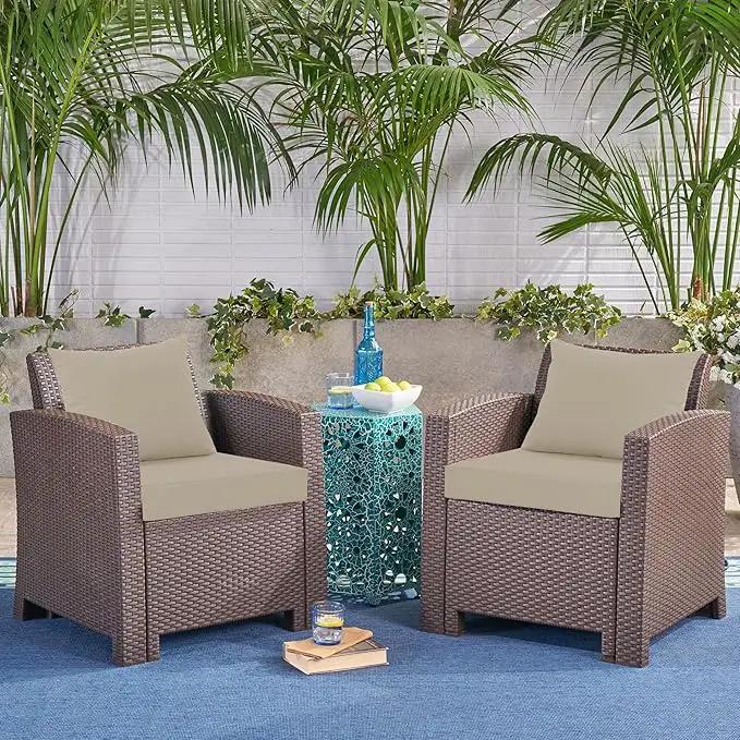 24x24 Inch Outdoor Cushions for Patio Furniture Set of 2, Waterproof Outdoor Chair Cushions w/Fade-Resistant, Removable & Machine-Washable Covers, Deep Seat Sofa/Couch Pad Replacement, Cream by GreenHaven Gardens