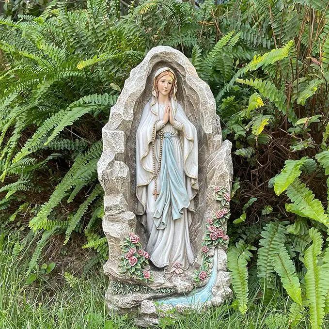Our Lady of Lourdes Statue - 18 Inches Virgin Mary Statue Catholic Garden Decor, Our Lady of Lourdes Grotto Sculpture for Home Yard Patio Lawn Hallway Decor by GreenHaven Gardens