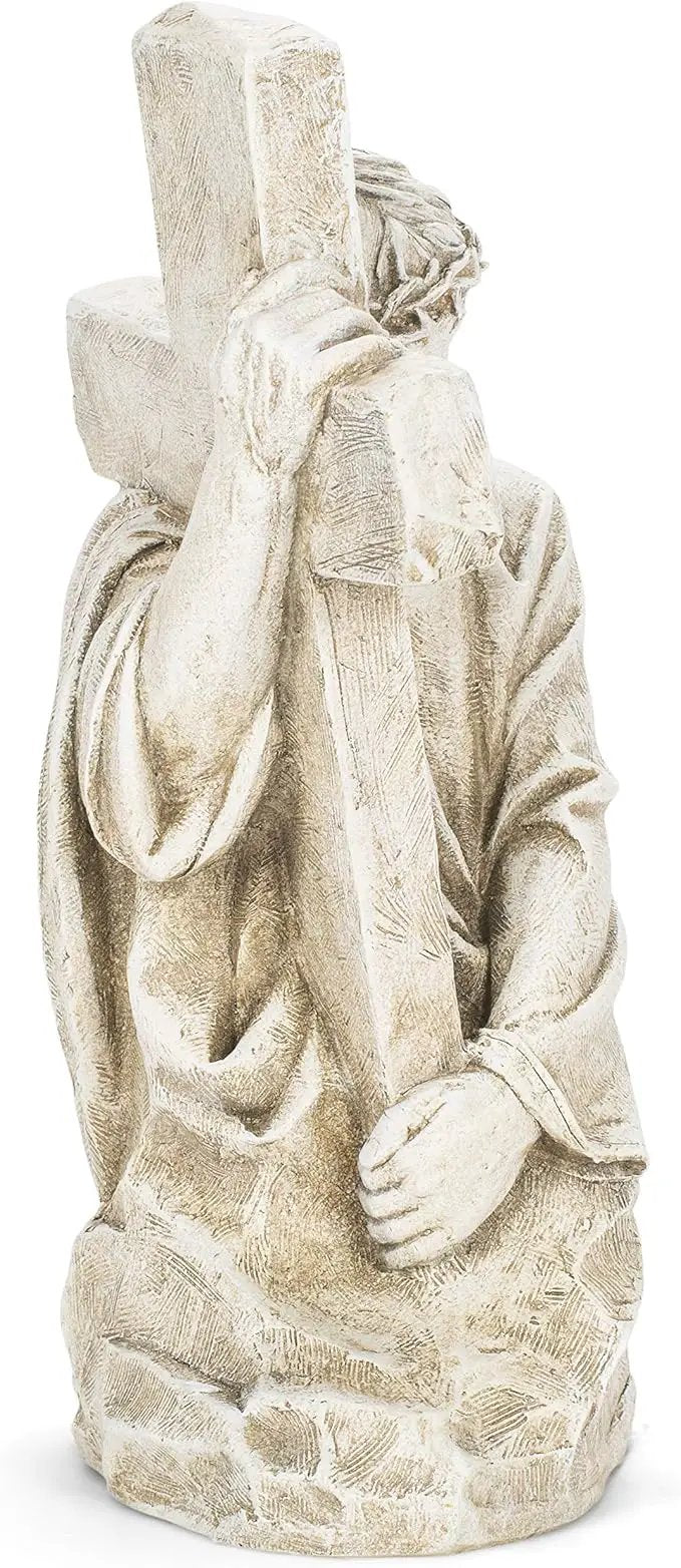 Joseph's Studio by Roman, Jesus Holding a Cross Garden Statue, Religious Outdoor Decor by GreenHaven Gardens