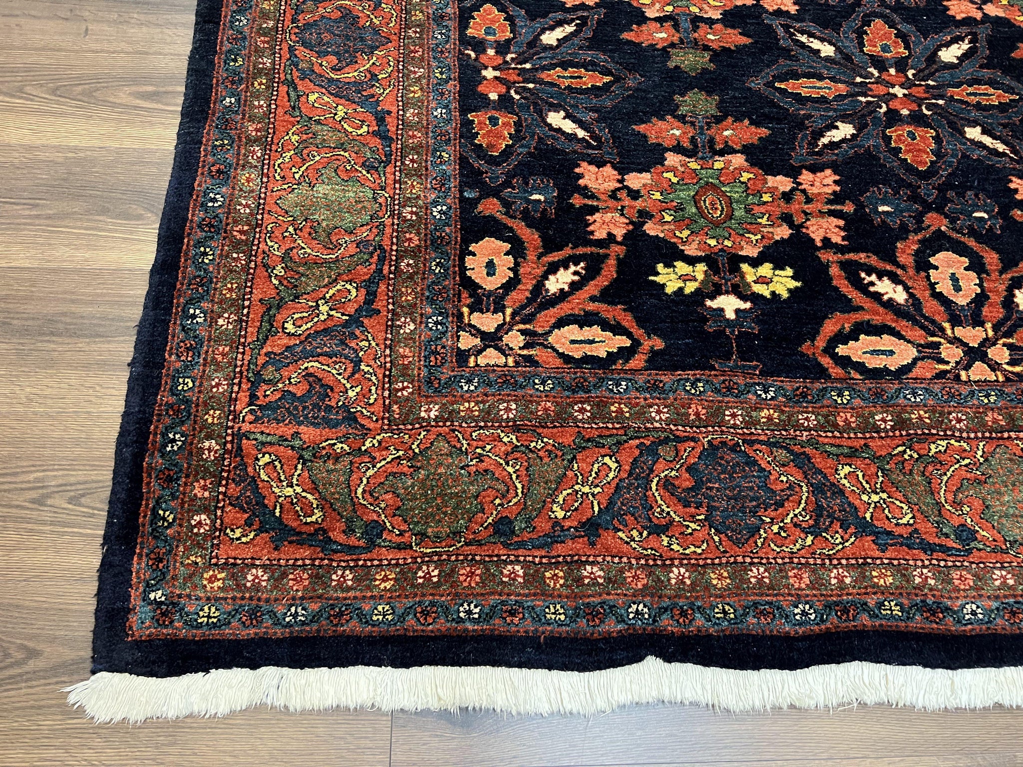 Wonderful Persian Rug 7x10, Navy Blue and Red, Allover Floral Pattern, Bidjar Carpet, Authentic Oriental Rug 7 x 10, Wool Hand Knotted Rug by Jewel Rugs