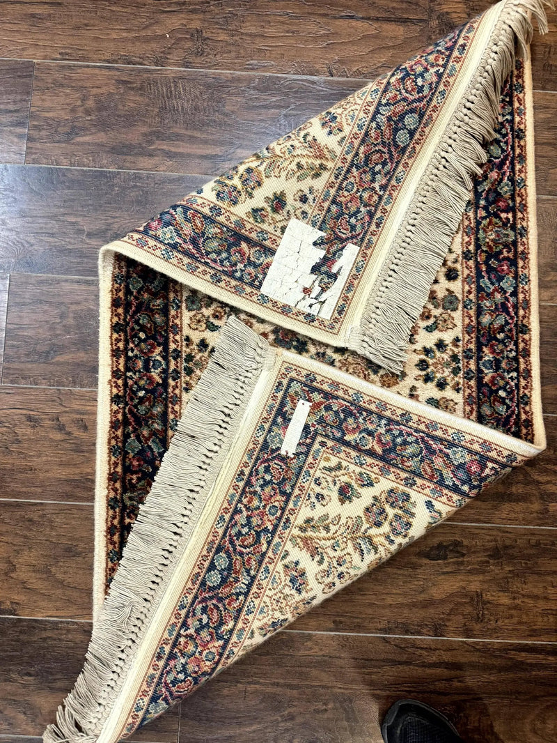 Karastan Rug 2.6 x 4, Karastan Ivory Sarouk #760, Vintage Wool Pile Small Karastan Carpet, Original Collection 700 Series Discontinued by Jewel Rugs