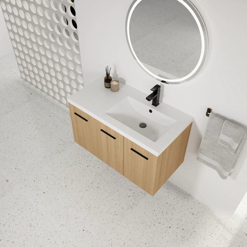 Wall Mounted Floating Bathroom Vanity With Sink, 3 Door Modular Cabinet by Unique Piece Furniture