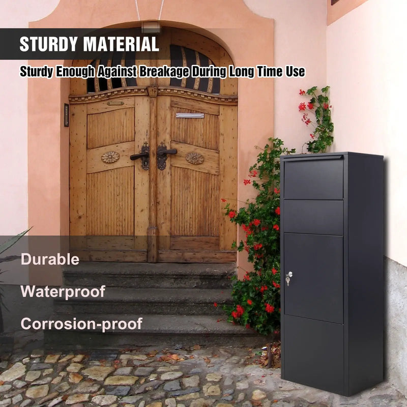 Large Package Delivery Parcel Mail Drop Box With Lockable Storage Compartment Heavy Duty Weatherproof For Express Mail Delivery For Home & Business Use - Black by HouseOfZazla