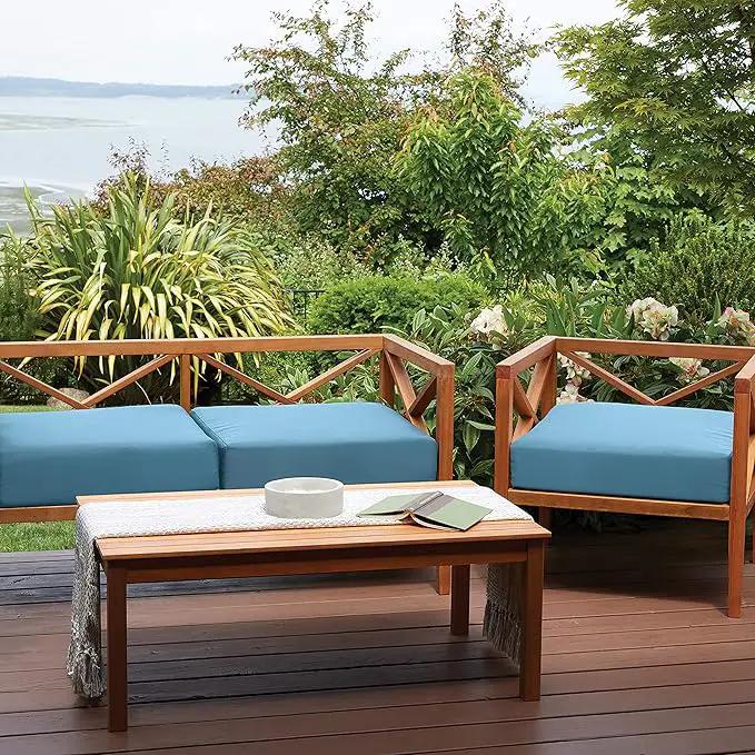 Classic Accessories Ravenna Water-Resistant 19 x 19 x 3 Inch Patio Seat Cushion, Empire Blue, Chair Seat Cushion by GreenHaven Gardens