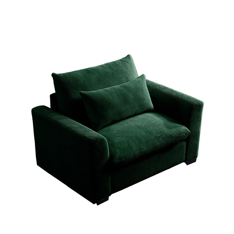 Green Corduroy Deep Seat Single Sofa Accent Chair by HouseOfZazla
