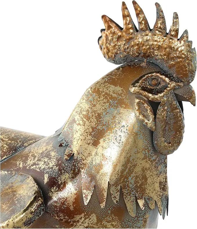 Deco 79 Metal Rooster Patina Garden Sculpture, 9" x 17" x 17", Bronze by GreenHaven Gardens