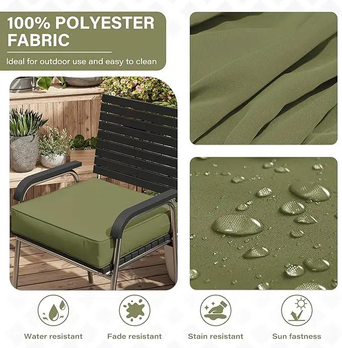 Patio Chair Cushions 24 X 24 X 5 Inch Waterproof Outdoor Seat Cushions for Patio Furniture, Outdoor Sofa Couch Pads with Ties & Handle, Set of 2, Light Green by GreenHaven Gardens