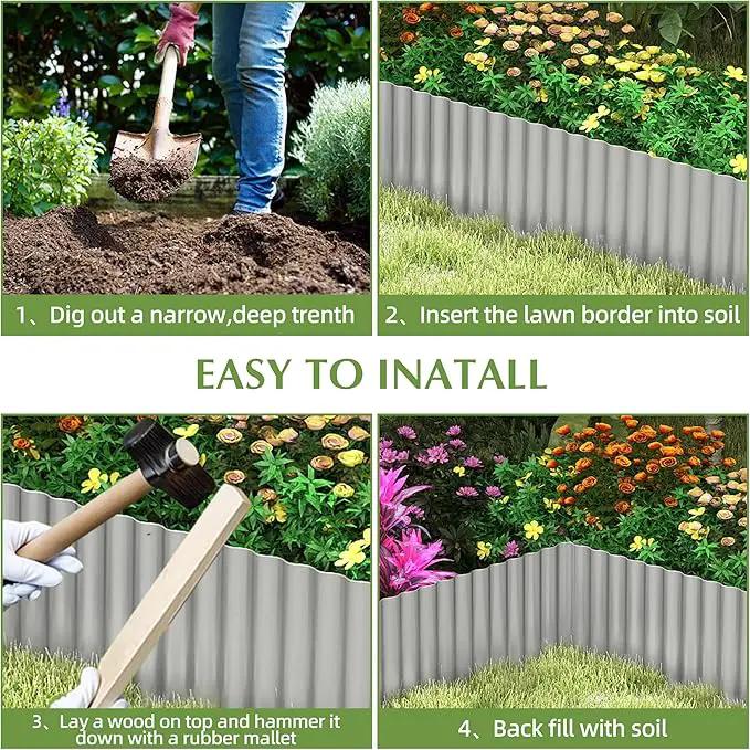 Metal Garden Edging Border, Corrugated Steel Landscaping, DIY for Lawn (Silver, 6 Inch x 20FT) by GreenHaven Gardens