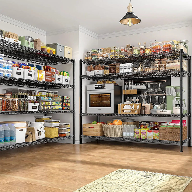 REIBII 2560LBS Storage Shelves 55.5"W Metal Shelving Unit 4 Tier Wire Shelving Commercial Adjustable Garage Shelving Heavy Duty for Storage Rack for Pantry, Garage, Kitchen, 55.5"W x 18"D x 55.5"H by GreenHaven Gardens